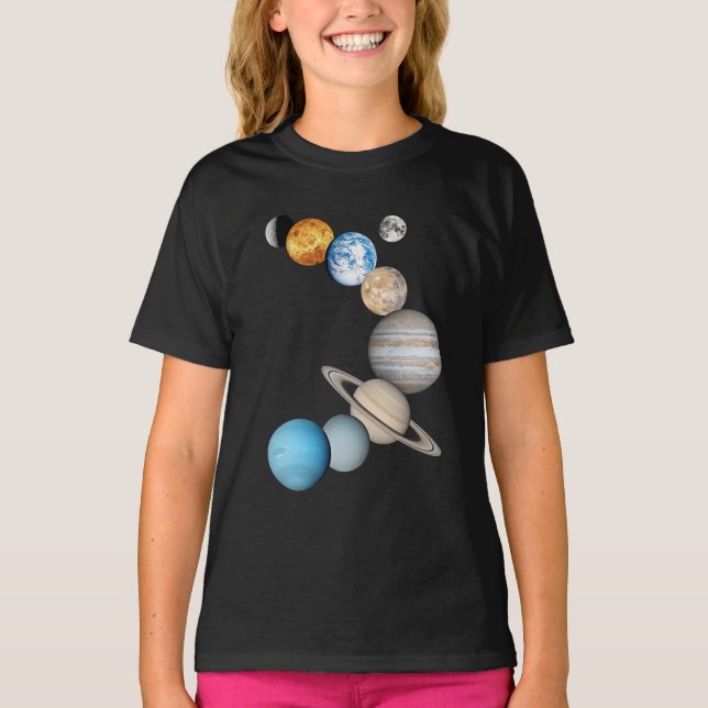 T-shirt Planètes du système solaire (Couleur modifiable) (Devant)