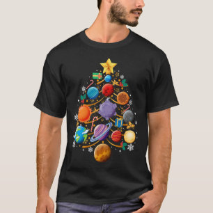 T-shirt Planètes du système solaire sapin de Noël astronom
