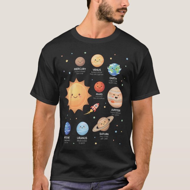 T-shirt Planètes du système solaire Science spatiale Astro (Devant)