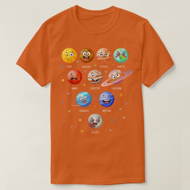 T-shirt Planètes du système solaire Sun Space Funny Scienc (Design devant)