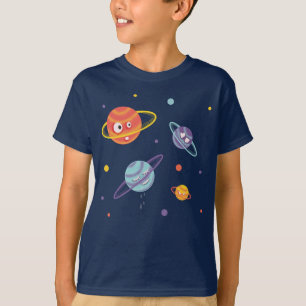 T-shirt Planètes mignonnes Espace caricature Enfants