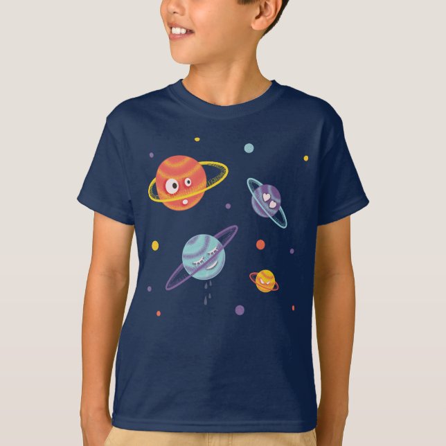 T-shirt Planètes mignonnes Espace caricature Enfants (Devant)