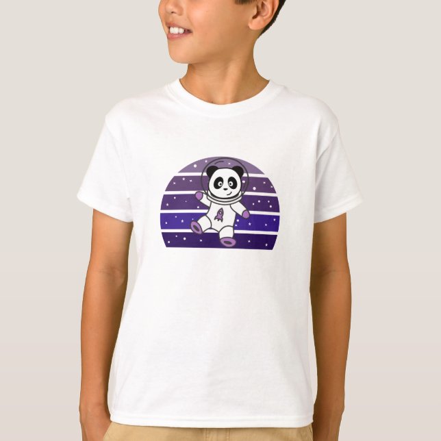 T-shirt Planètes spatiales Panda Galaxy Astronaut Saturne (Devant)
