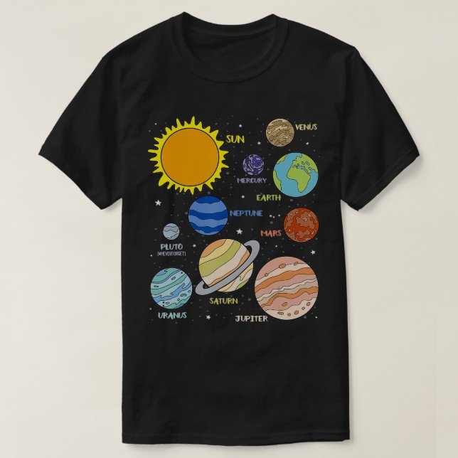 T-shirt Planètes Universe Astronomie Science Système Solai (Design devant)