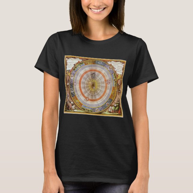 T-shirt Planisphère céleste copernicien d'astronomie vinta (Devant)