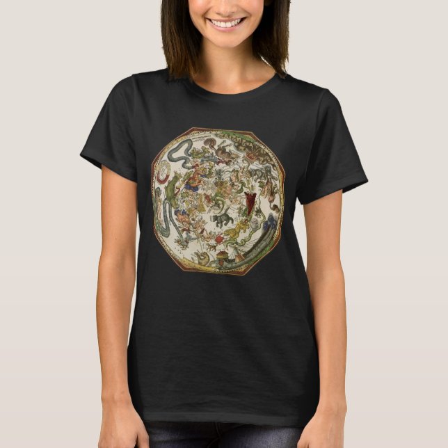 T-shirt Planisphère céleste vintage par Peter Apian (Devant)