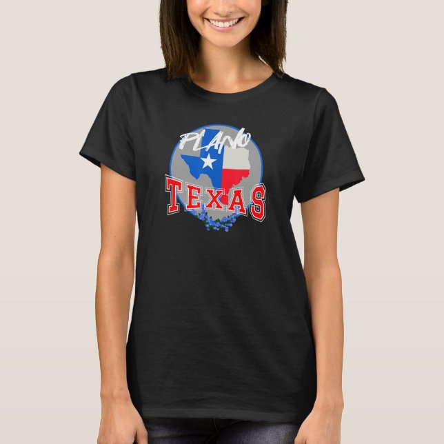 T-shirt Plano Texas en rouge blanc et bleu Bonnet Flower (Devant)