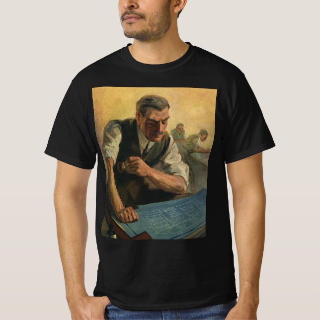T-shirt Plans d'architecte et de construction d'entreprise (Devant)
