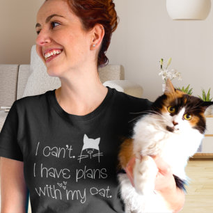 T-shirt Plans Drôle Avec Mon Chat Cute Typographie Blanche