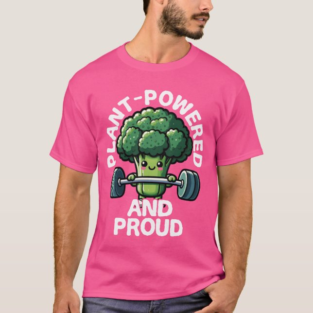 T-shirt Plant Powered and Proud Broccoli Lifting Weights v (Devant)