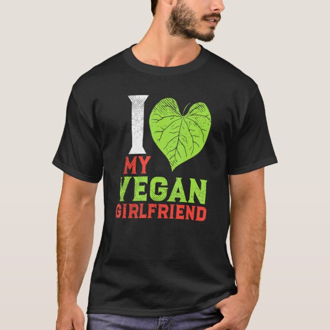 T-shirt Plante Basé Vegan Couple I Love My Vegan Girlfrien (Devant)