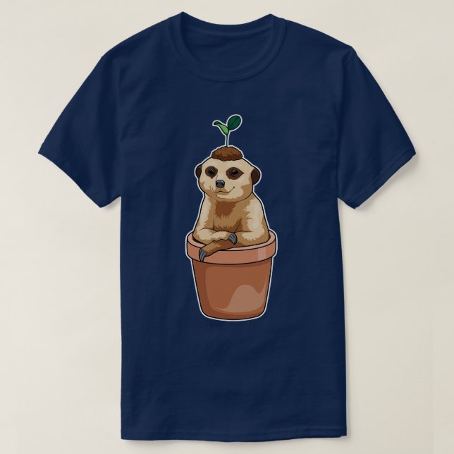 T-shirt Plante de pot de fleurs Meerkat (Design devant)