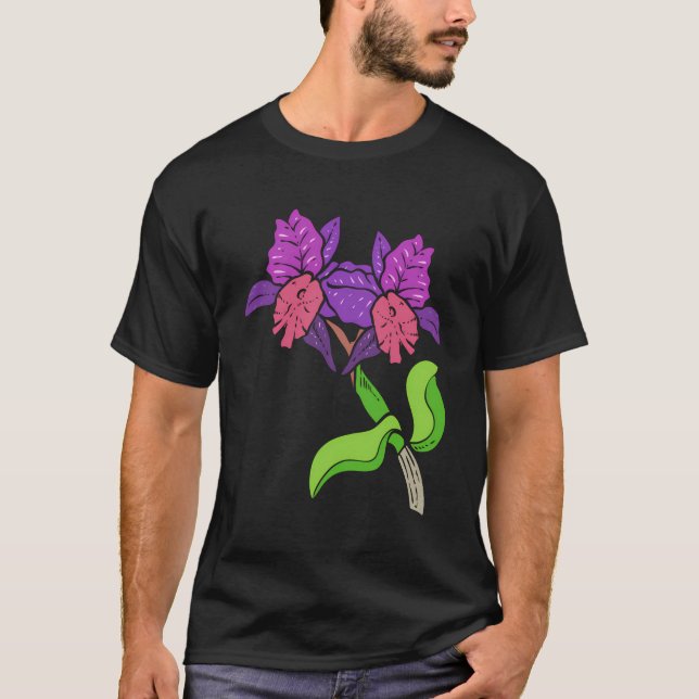 T-shirt Plante d'orchidée pourpre Hoarder (Devant)