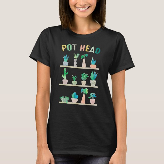 T-shirt Plante Et Gardener Pot Head Succulent (Devant)