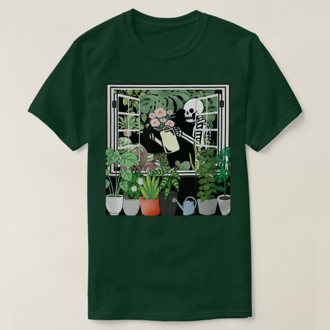 T-shirt Plante fou Lady Funny Skeleton Plante Maman Plante (Design devant)