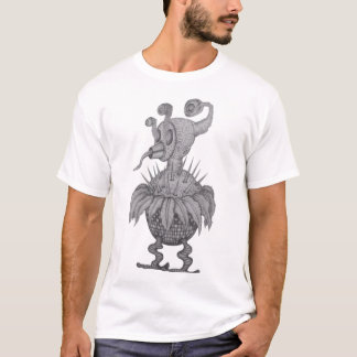 T-shirt Plante Imaginaire surréel tiré à la main - B & W c