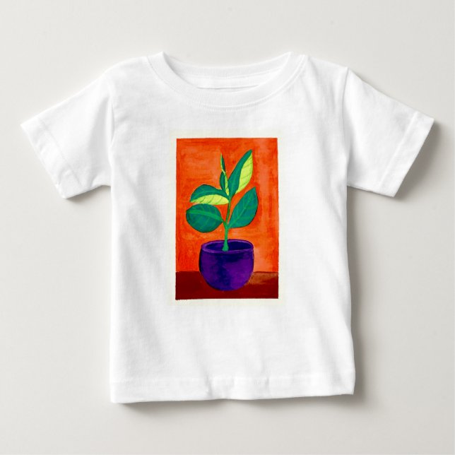 T-shirt Plante peint en pointillé blanc Toddler (Devant)