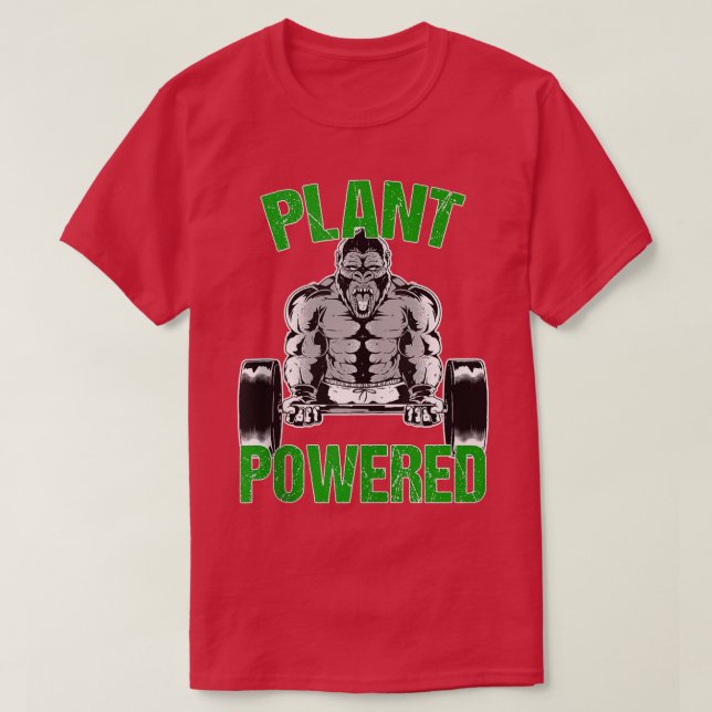 T-shirt Plante Powered Vegan Gym Vegan Fitness Gif (Design devant)