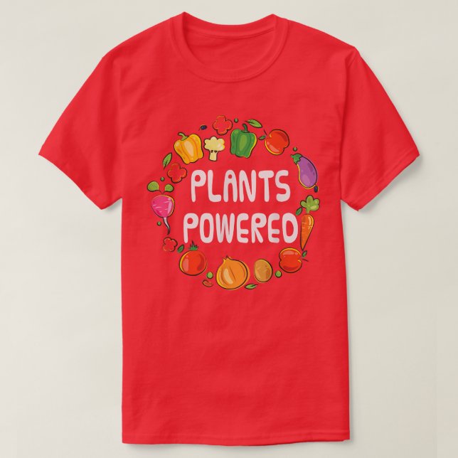 T-shirt Plante Powered Vegan Tee Plante Basé végétarien Ho (Design devant)