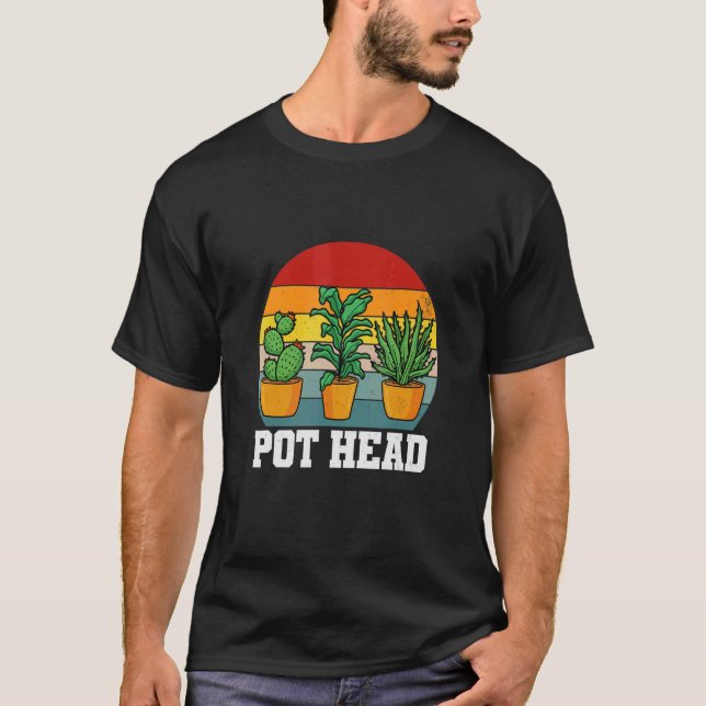 T-shirt Plante Succulente de Tête de Pot et Jardinier (Devant)