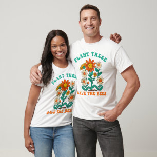 T-shirt Plantes Ces Sauvent Les Abeilles - Retro Floral Gr