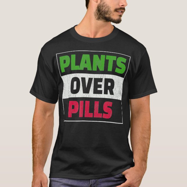 T-shirt Plantes de la WFPB sur des pilules Végétal en détr (Devant)