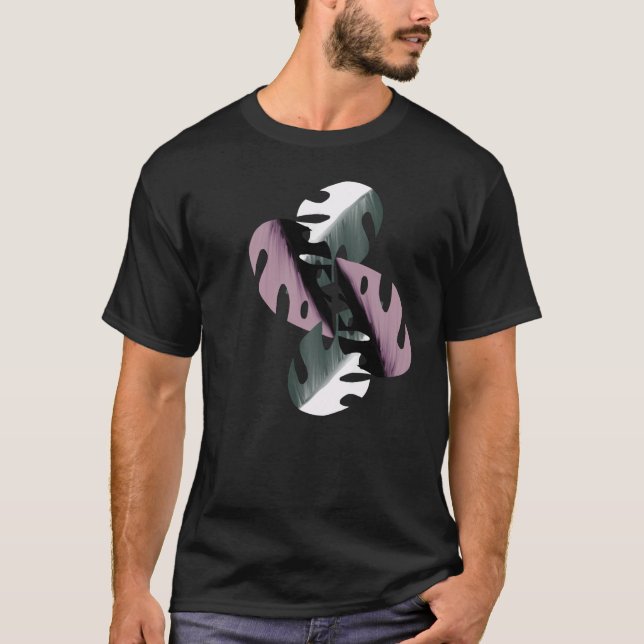 T-shirt Plantes de maison Monstera panachées rose (Devant)