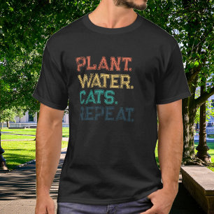 T-shirt Plantes Eau Chats Répéter Typographie Colorée