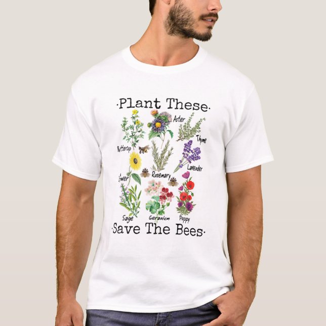 T-shirt Plantes Qui Sauvent Les Abeilles Femmes Fleurs Jau (Devant)