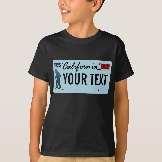 T-shirt Plaque de licence California Sasquatch (Devant)
