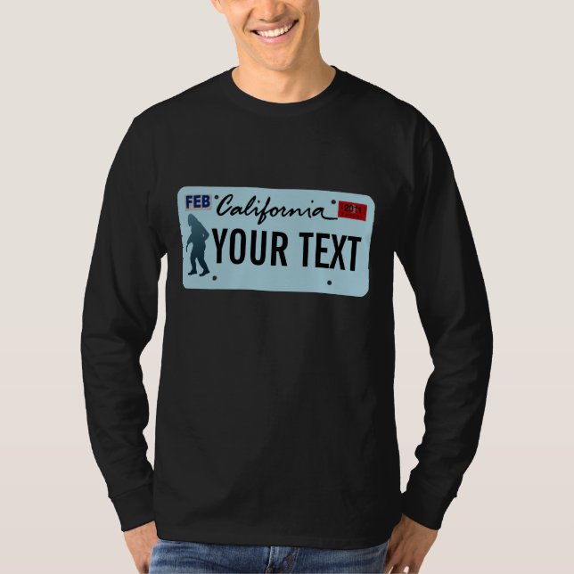T-shirt Plaque de licence California Sasquatch (Devant)