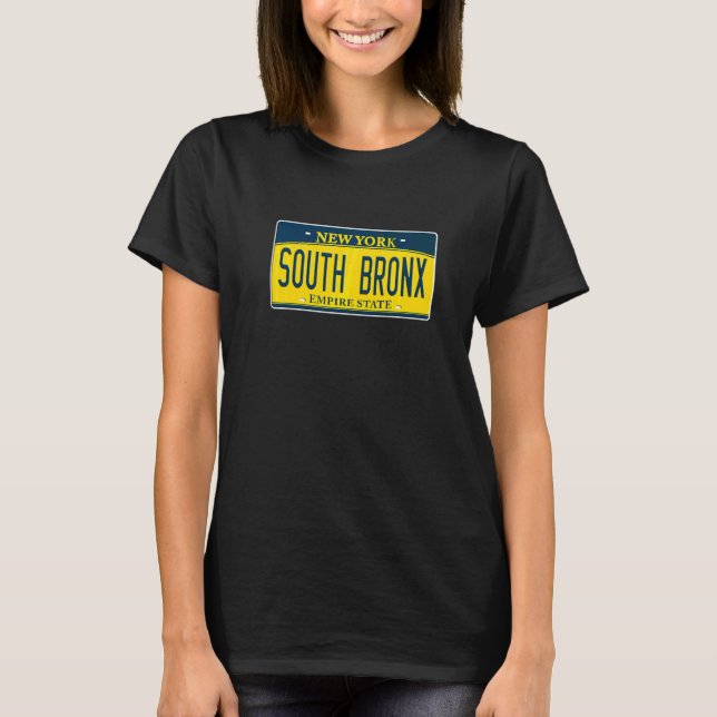 T-shirt Plaque de licence de quartier South Bronx New York (Devant)