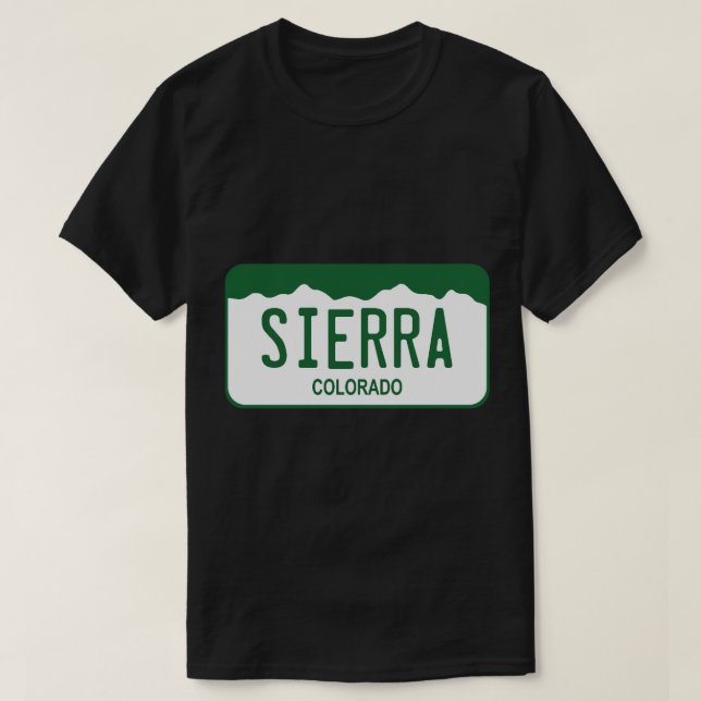T-shirt Plaque de licence du Colorado - Sierra (Design devant)