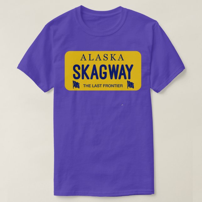 T-shirt Plaque de licence Skagway Alaska Nom de la ville (Design devant)