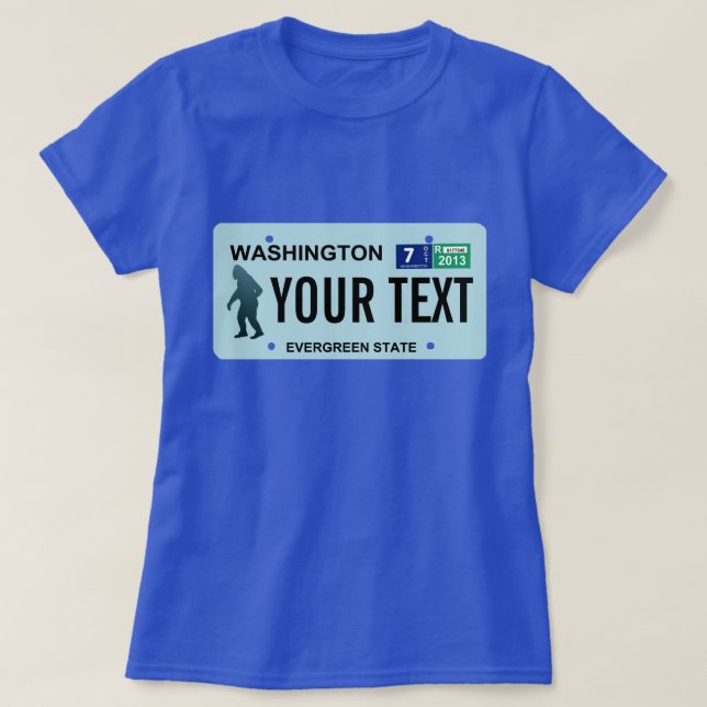 T-shirt Plaque de licence Washington Sasquatch (Design devant)