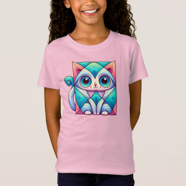 T-Shirt Plaque d'illustration Carré de chat, Chat avec gra (Devant)