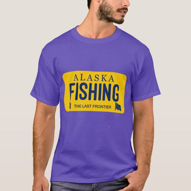 T-shirt Plaque d'immatriculation de pêche Alaska (Devant)