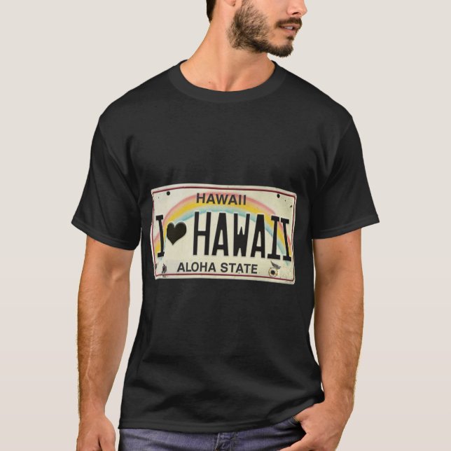 T-shirt Plaque d'immatriculation vintage Hawaii J'aime Haw (Devant)