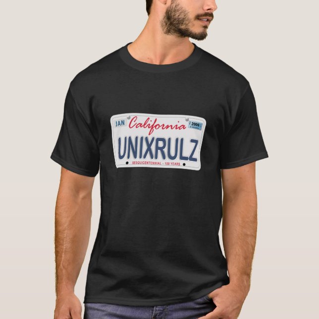 T-shirt Plaque minéralogique de règles d'Unix (Devant)