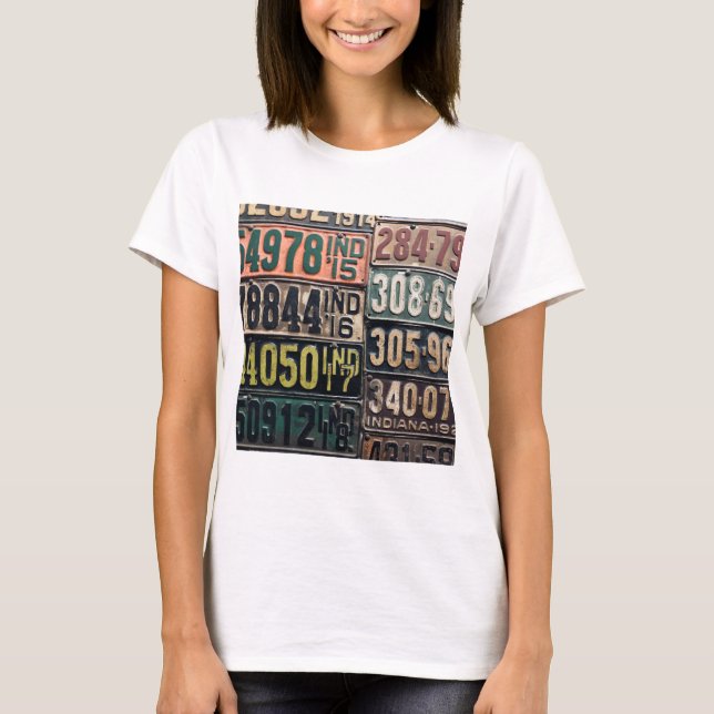 T-shirt Plaques de licence vintages (Devant)