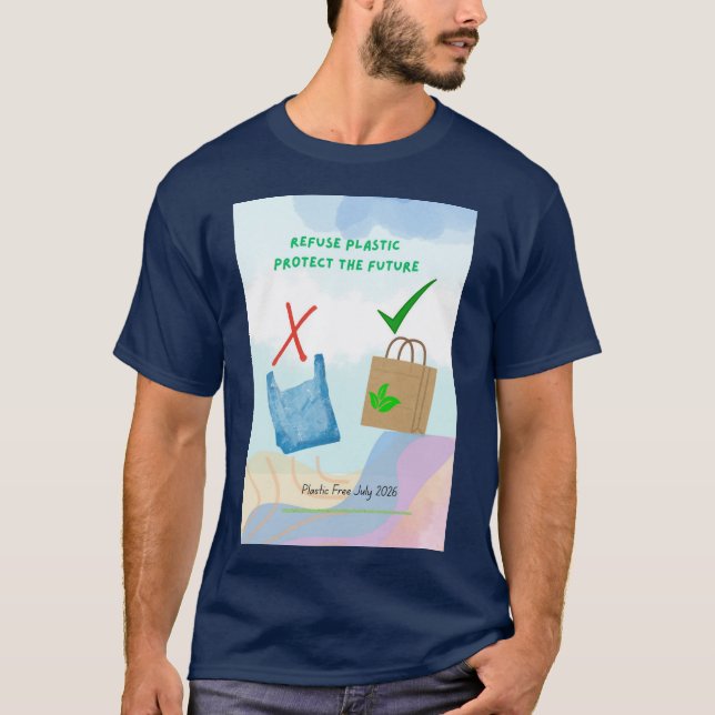 T-shirt Plastic Free July 2026 (Devant)