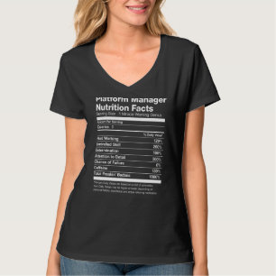 T-shirt Plateforme Manager Nutrition Facts amusant
