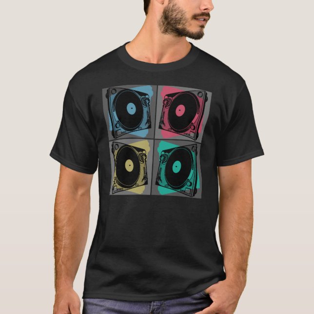 T-shirt Platines Tourne-disques Pop Art Rétro (Devant)
