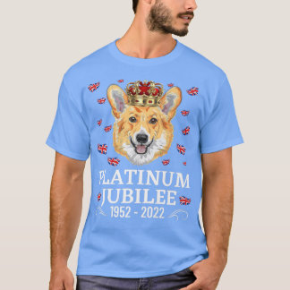 T-shirt Platinum Jubilee 19522022 Corgi Avec Drapeau Uk111