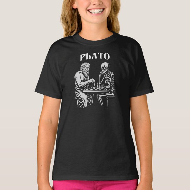 T-shirt Platon et Squelette jouant aux échecs (Devant)