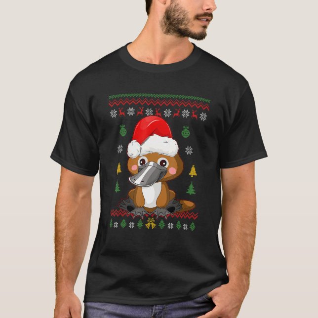 T-shirt Platypus Arbre de Noël Santa Hat Vileux Noël Duckb (Devant)