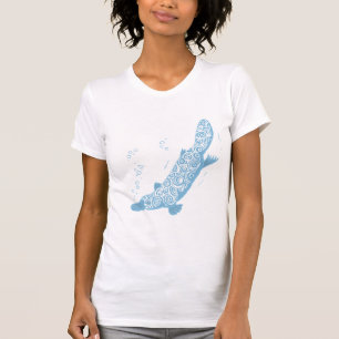 T-shirt Platypus bleu teinte dames causal scoop top