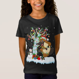 T-Shirt Platypus Xmas Lumière Arbre Santa Hat Platypus Chr