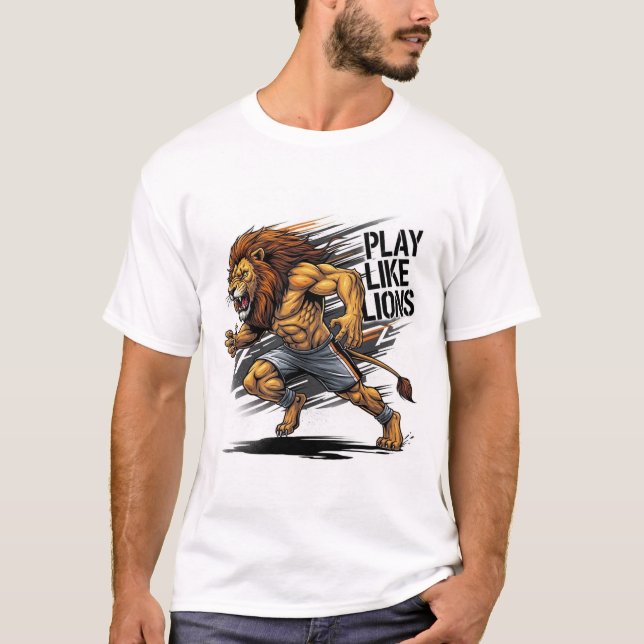 T-shirt Play Like  Lion – Moroccan Flag Power & Football  (Devant)