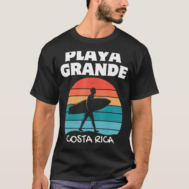 T-shirt PLAYA GRANDE COSTA RICA Surf Retro Sunset Surf (Devant)